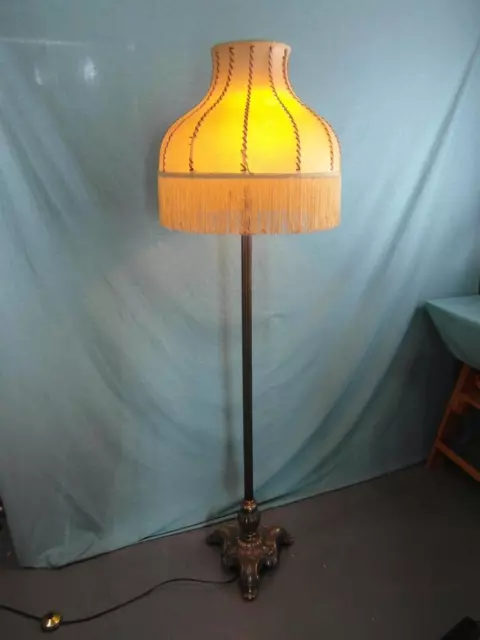 Stehlampe Messing Antik 3 - Fuß Lampe Sichtnaht Verziert Vintage Jugendstil 29a1 3