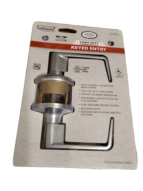 Universal Hardware Commercial 2 3/4 in. Keyed Entry Door Lever In Satin Chrome