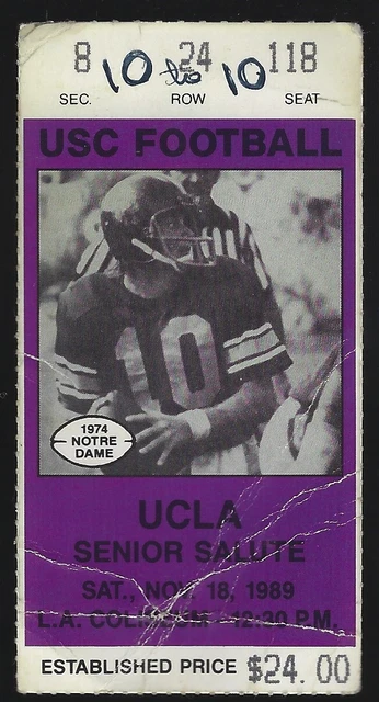 1989 USC Trojans UCLA Bruins Football Game Ticket Stub LA Memorial Coliseum