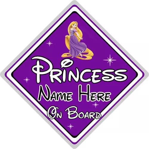 Disney Princess On Board Car Sign - Rapunzel From Tangled - Purple- Personalised