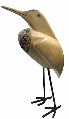 Wonderful Hand Carved Wood Bird Figure Metal Legs Folk Art 13” Tall Solid