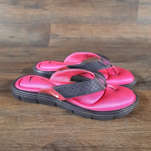 Nike Women's Comfort Footbed Sandal Size 7 Thong Flip Flop Slide Pink Black Shoe