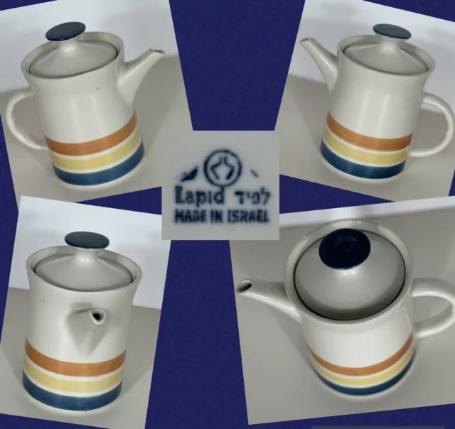 Rare Vintage Israel Lapid Ceramic Pottery Hand Painted Coffee/Tea Pot W/Lid GUC!