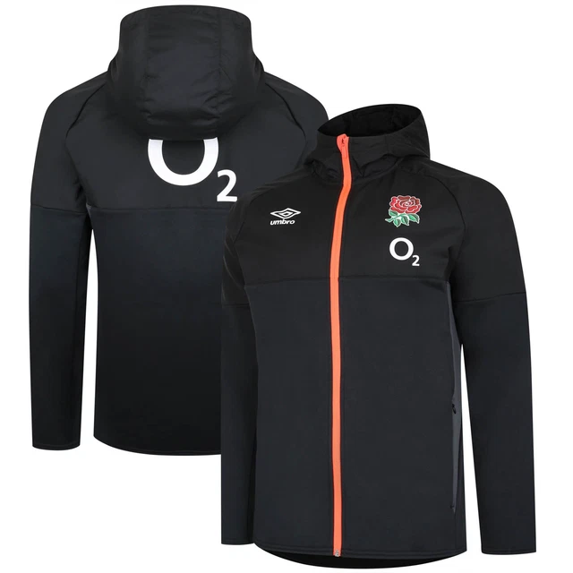 England Rugby Hoodie Kid's (Size 7-8Y) Umbro Primary Crest Full Zip Hood - New