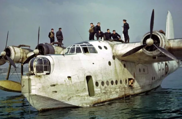 WW2  Photo WWII RAF Short Sunderland Flying Boat in Action World War Two /5203