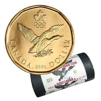 2006 Canadian $1 Olympic Lucky Loonie Dollar UNC Coin From Mint Wrapped Roll