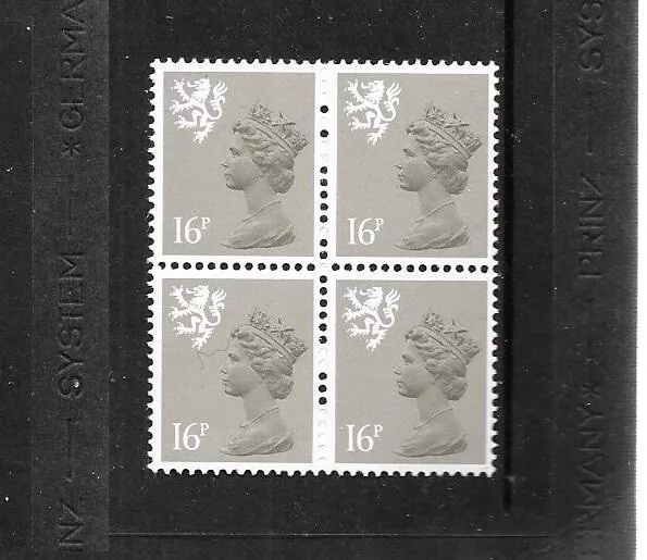 GB SCOTLAND 1982 16p drab type 1 block of 4 MINT never hinged SG S42