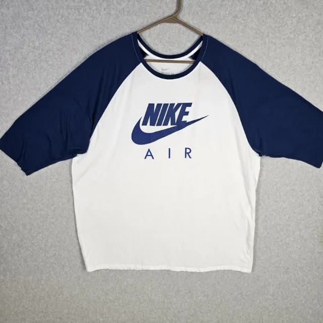 Nike Air T Shirt 3XL Baseball 3/4 Raglan Sleeve Blue White Athletic Fit Mens XXX