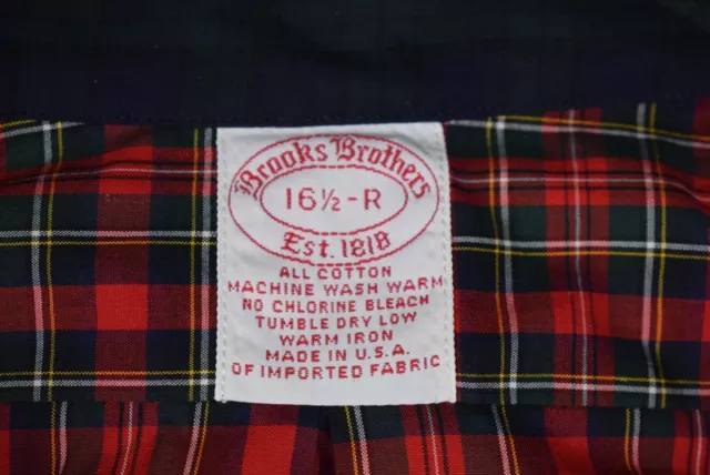 "Brooks Brothers Patch Tartan Broadcloth BD Sport Shirt" Sz 16 1/2-R 2