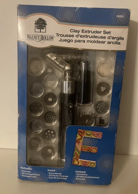 Juego de extrusora de arcilla con extrusora, 20 discos y estuche de almacenamiento - hueco de nogal