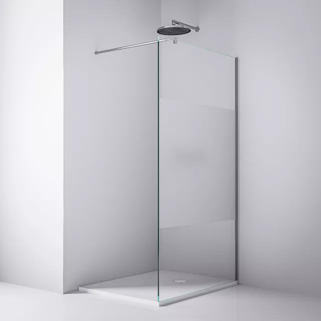 Duschabtrennung Duschwand  Walk In Nano 10mm Echtglas Teilsatiniert Dusche Glas 3