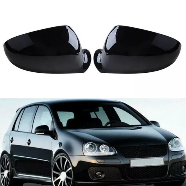 Paar Spiegelkappen Spiegelabdeckung Glanz Schwarz Für VW Golf 5 V MK5 2006-2009