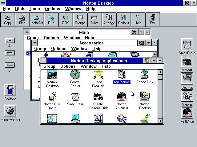 Norton Desktop 3.0 for Windows 3.x (7 floppy disks recovered from originals)
