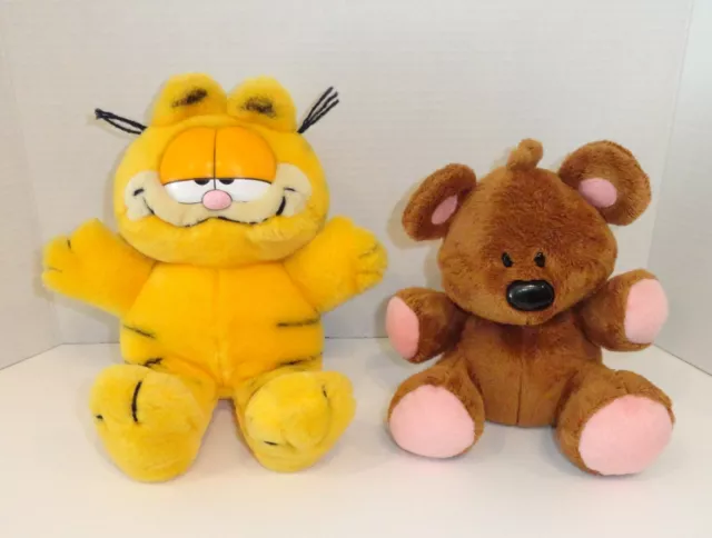 Vintage 9" Garfield the Cat Plush w/ 8" Pooky Bear Set Lot 1981 Dakin P23