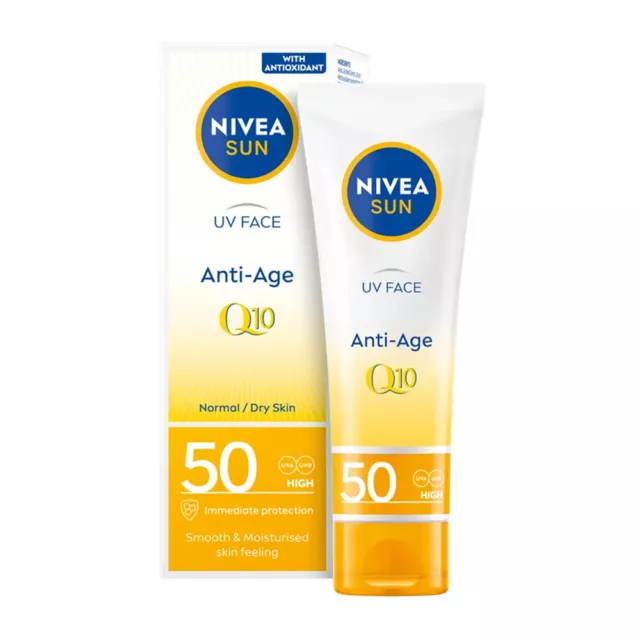 Crema facial protector solar antienvejecimiento y antipigmentos Nivea Q10 FPS50 - 50 ml x 4 2