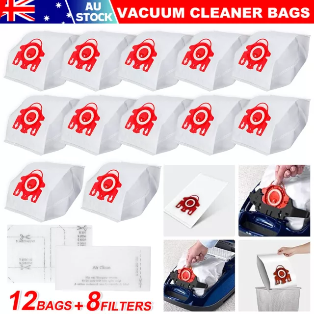 12X Vacuum Dust Bags+8x Cleaner Filters for Miele FJM Compact C1 C2 S4 S6 S571