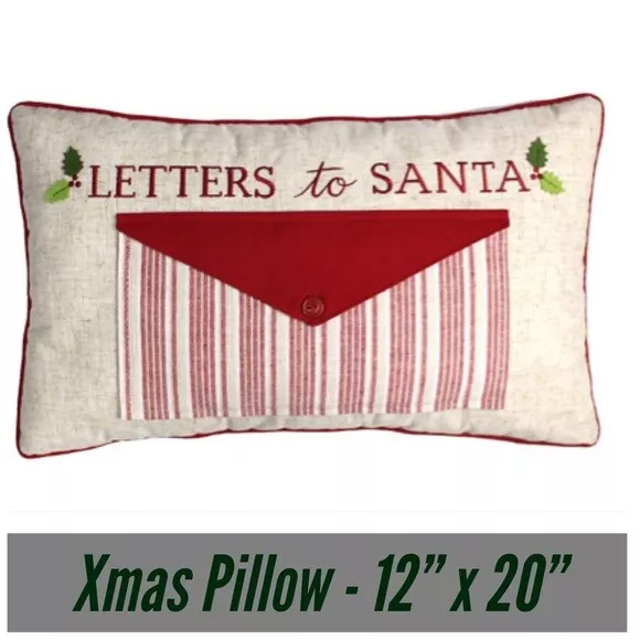 NUEVA Almohada Almohada Almohada Cuadrada San Nicolás CARTAS A SANTA Navidad 12 x 20