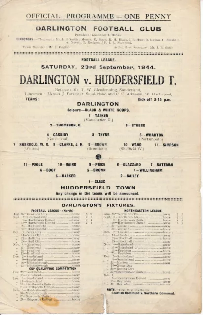 Darlington v Huddersfield Town (War League North 23.09) 1944/1945