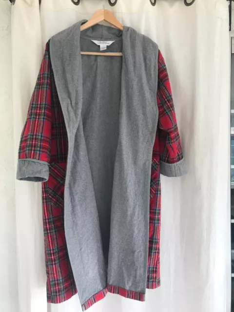 EUC The VERMONT COUNTRY STORE womens Red Tartan Plaid Cotton Flannel Robe S