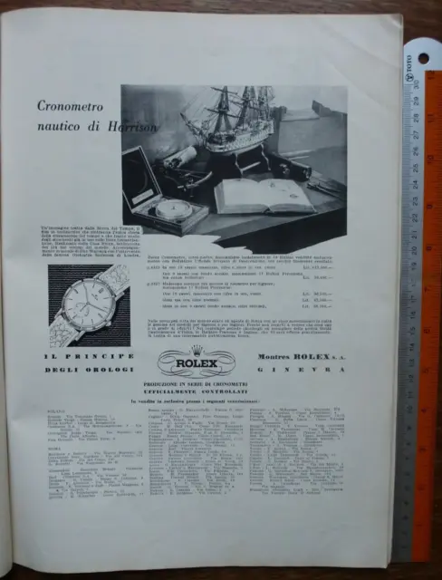 Pubblicità ROLEX Orologi Cronometro nautico di Harrison - 12/1951