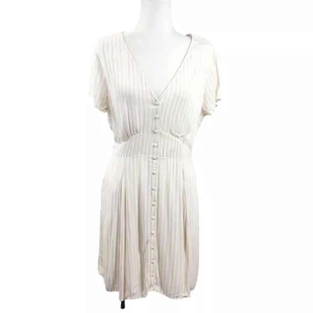 Abercrombie & Fitch Dress Yellow White Striped Button Down Size L Baby Doll New