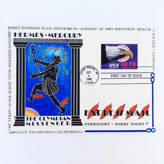 1988 Hermes-Mercury CAROL GORDON Cachet FDC Cover -with EXPRESS MAIL $8.75 Stamp