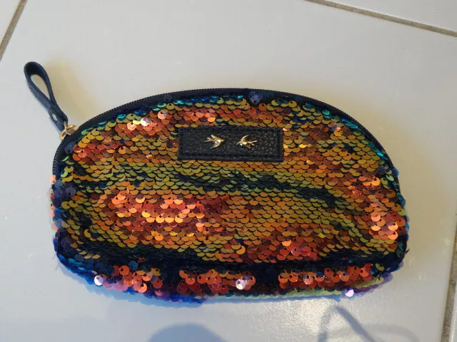 Pochette Petite Sac zippé a Sequins Réversibles et Brillante