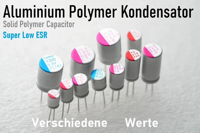 5 x Elko radial, 2200µF (2200uF ) / 10V / 105°C, Elektrolytkondensator LOW- ESR