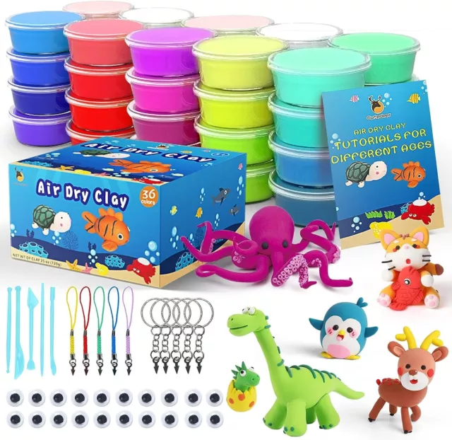 iFergoo Modeling Clay Kit - 36 Colors Magic Air Dry Ultra Light Clay, Safe & Non-Toxic, Great Gift for Children.