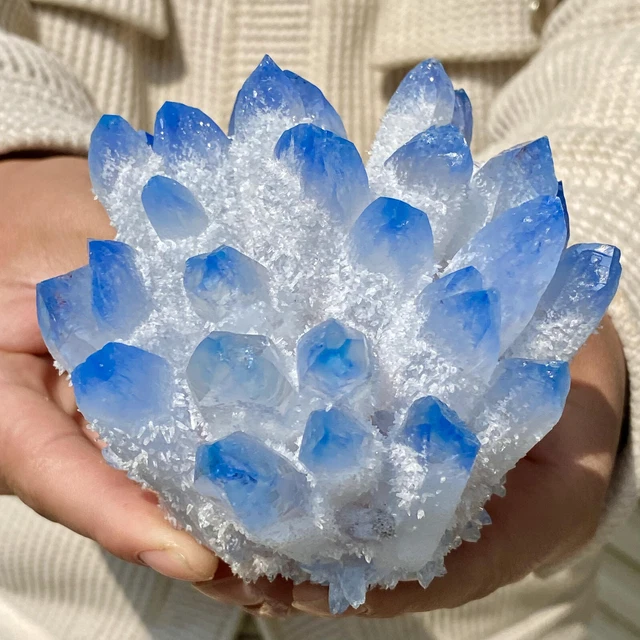 1.6LB New Find sky blue Phantom Quartz Crystal Cluster Mineral Specimen Healing 3