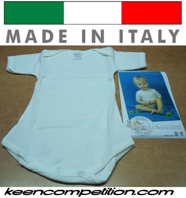 ★ Brezze 6 Body Neonato Baby Mezza Manica In Lana E Cotone Made In Italy ★