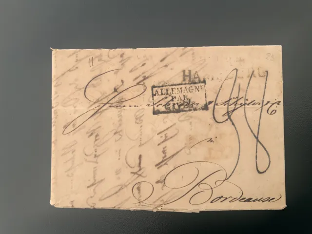Brief 1823 von Hamburg nach Bordeaux