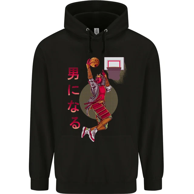 Felpa con cappuccio da giocatore di basket samurai da uomo 80% cotone
