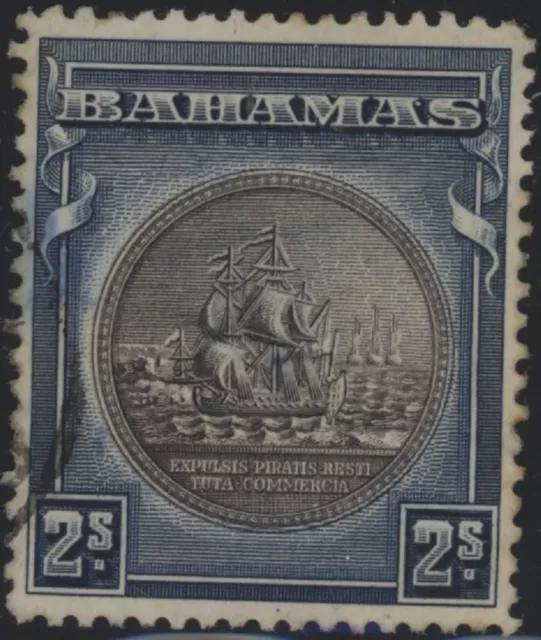 Bahamas George V 2s Brownish Black & steel Blue stamp SG  131c