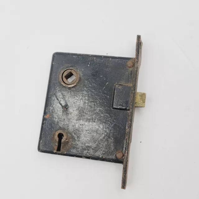 Vintage Jappaned Mortise Lock Door Hardware Salvage Skeleton Keyhole NO Key B415 2