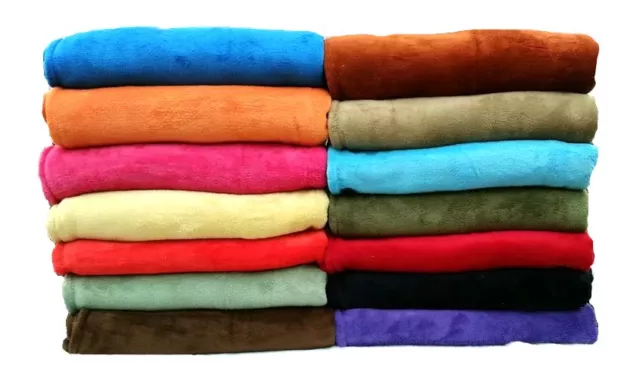Coral Fleece Throw Blanket Soft Elegant 14 Solid Colors King Queen Full Size