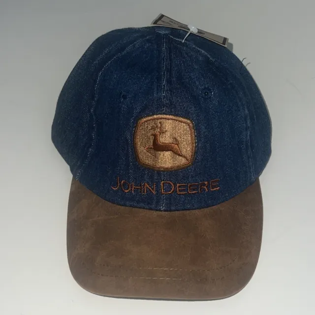 John Deere Brand Tan Brown Corduroy/Denim Adjustable Snapback Cap