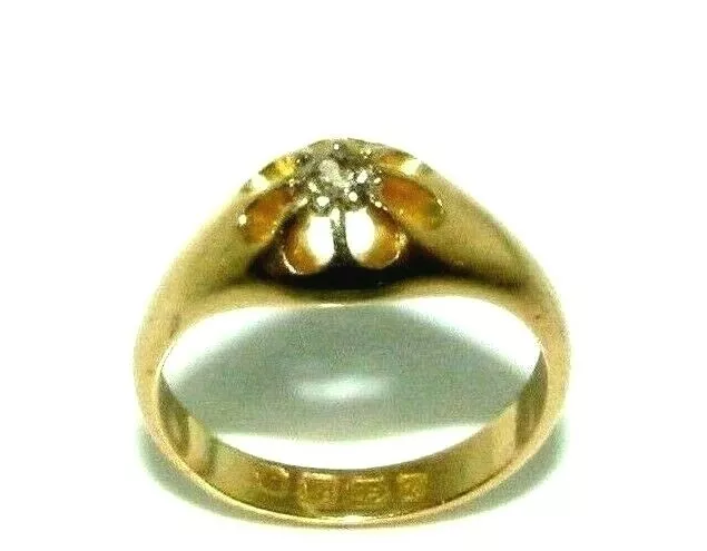 Gents Mens 18ct 18Carat Gold Diamond solitaire Ring Uk Size N