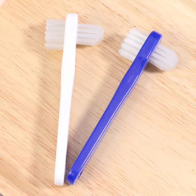4 piezas cepillo de dientes de doble cabezal herramienta de prótesis cepillo de prótesis