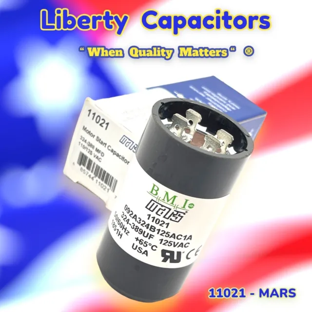 Motor Start Capacitor 324-389 uF MFD 110 / 125 VAC MARS 11021 By Liberty Caps