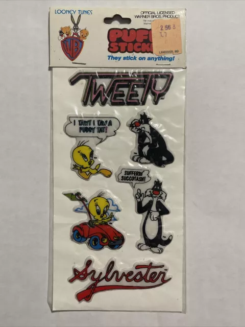 Looney Tunes Puffy Stickers Warner Brothers Sylvester Tweety Bird Vintage 80s