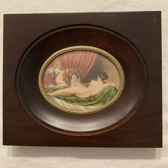 Ancien Médaillon Peinture Miniature La Vénus Au Miroir Velasquez