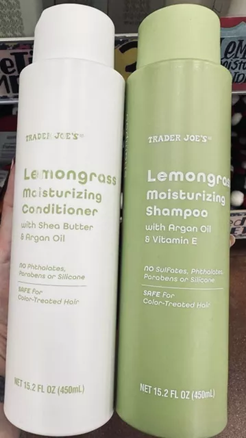 2 Pk Trader Joe's Moisturizing Lemongrass/Argon Oil, Shampoo And Conditioner NEW