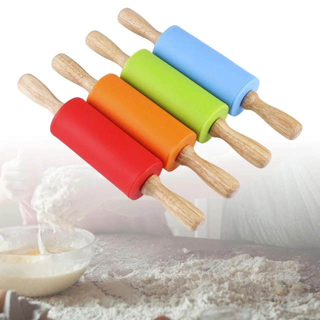 Ustensiles de cuisson en silicone avec manche en bois pour rouleaux de pâte