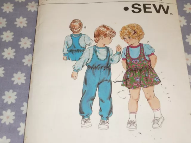 Vtg Kwik Sew 1530 Toddlers Jumper Jumpsuit & Shirt Pattern--Uncut-T1-T-2T-3-T4