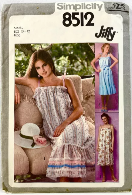 1977 Simplicity Sewing Pattern 8512 Womens Pullover Sundress Sz 10-12 Vntg 13840