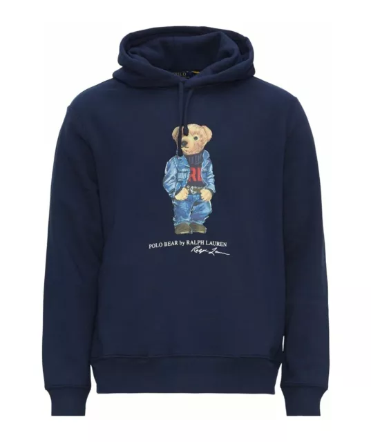 Felpa Ralph Lauren con Cappuccio Polo Bear Blu