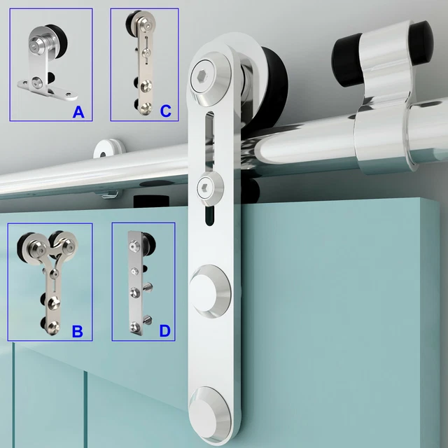 4-16FT Stainless Steel Sliding Barn Door Hardware Closet Track Kit Single/Double