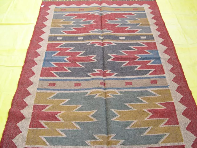 Tribal Kilim Jute Wool Rectangle 4x6 ft Floral Area Rug Salon Tissé à la main