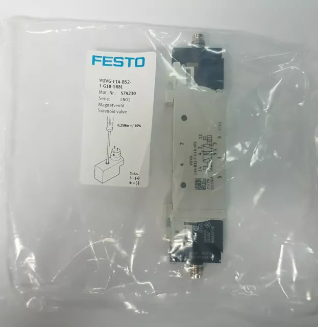 FESTO VUVG-L14-B52-T-G18-1R8L 574230 Elettrovalvola - Nuovo / Ovp - Worldwide